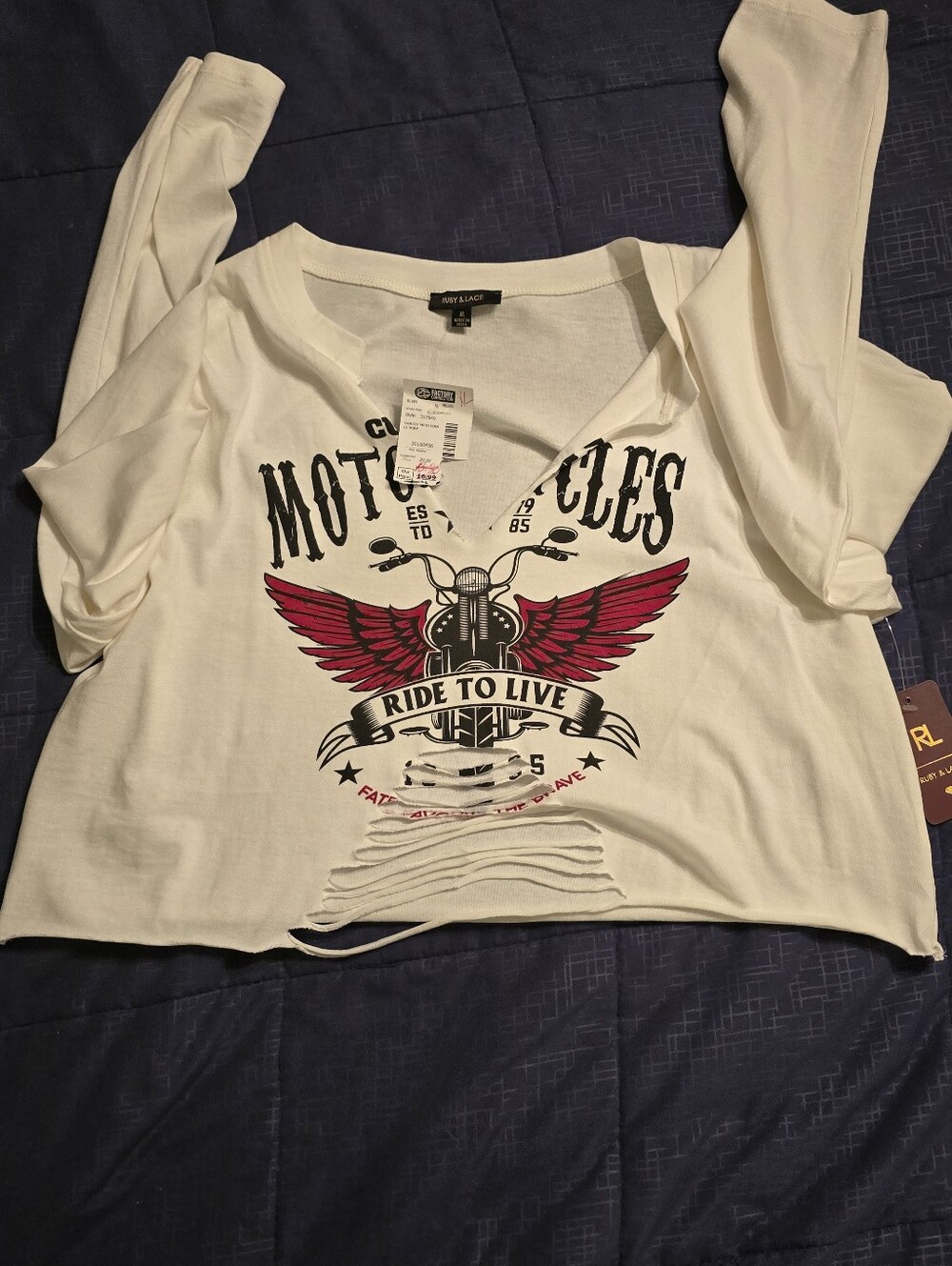 Women’s White 'Ride to Live' Graphic Long-Sleeve Top